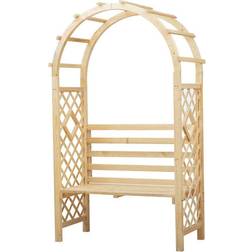 OutSunny Wood Garden Arch with Bench Pergola Trellis Perfect