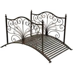 OutSunny 46.75 28.25 Metal Arched Decorative Garden Bridge with Ornate Side Rails