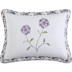 Beatrice Home Fashions Carnation Floral Embroidered Quilted Pillow Case Purple (66.04x)