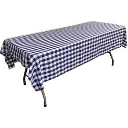 LA Linen Gingham Checkered Tablecloth White, Blue