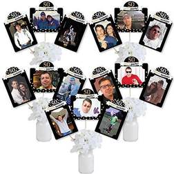 Adult 50th birthday gold picture centerpiece sticks photo table toppers 15 pc