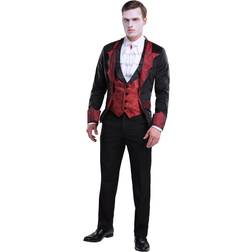 Dashing Vampire Costume for Men Black/Red/White