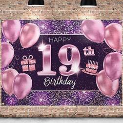 Pakboom happy 19th birthday banner backdrop 19 birthday party decorations s