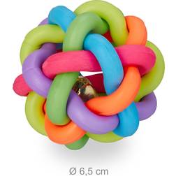 Relaxdays Hundleksak Set Om 3 Gummiboll Med Klocka Ø 6,5 cm Färgglad