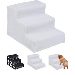 Relaxdays Escalier Pour Chiens 3 Marches 30x35x45 cm Blanc