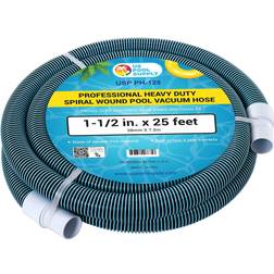 1-1/2" x 25 foot heavy duty spiral wound swimming pool vacuum hose, swivel cuff