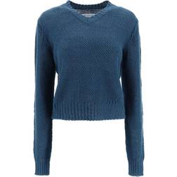 Maison Margiela V-ringad Stickad Tröja - Blue