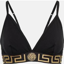 Versace Bralette Greca Border aus Baumwolle Schwarz L-XL