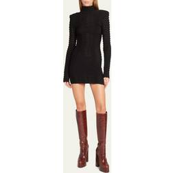 Balmain Texturerad Chevron Miniklänning - Black