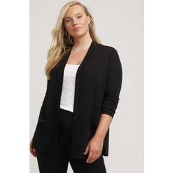 Anne Klein Plus Size Two Pocket Malibu Cardigan - Black