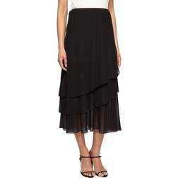 Alex Evenings Womens Chiffon Tiered A-Line Skirt