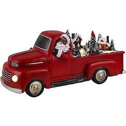 Mr. Christmas African American Santa In Red Truck Animated Figurine, One Decoration