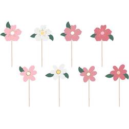PartyDeco Taarttoppers Bloemen Mix Set of 8