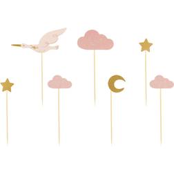 PartyDeco Cupcake Toppers Cicogna 11-12 cm Decorazione per torta