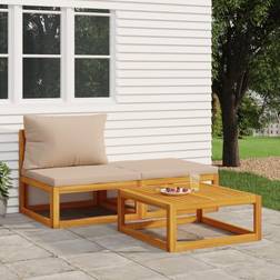 vidaXL 3-tlg Garten-Lounge-Set Mit Kissen Massivholz Akazie Lounge-Set