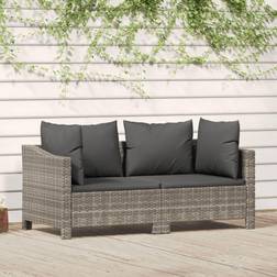 vidaXL Jardin 2 pcs Avec Coussins Gris Résine Tressée Ensemble de Salon d'Extérieur