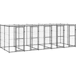 vidaXL Hundgård utomhusbruk tak 12,1 m²