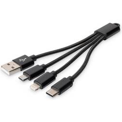 Digitus 3-in-1 Charger Cable Lightning-kabel 15cm