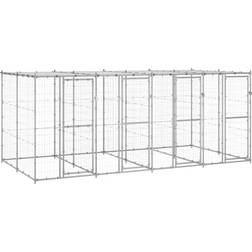 vidaXL Outdoor Dog Kennel Galvanised Steel with Roof 9.68