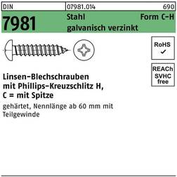 Sonstige DIN 7981 LIKO m.Kreuzschlitz-PH C2,9 galvanisch verzinkt m.Spitze