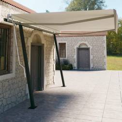 vidaXL Tenda Da Sole Retrattile Automatica Con Pali 4.5x3 m Crema