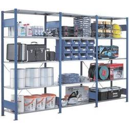 Schulte Steckregalsystem H2500 x B1000 x T600 mm Grundregal 6Stahlböd 150 kg verz blau Shelving System