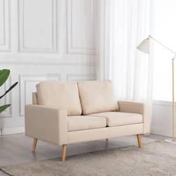 vidaXL À 2 Places Meuble de Salle de Séjour Crème Tissu Canapé