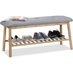 Relaxdays Banc À Chaussures En Bambou 4 Paires Banquette 2 Places Range-chaussures