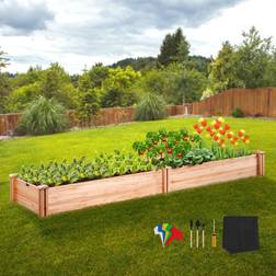 VEVOR 96 10in Raised Garden Bed, High Natural Fir Wood No-Bolt Elevated