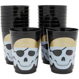 Sparkle and Bash 16 oz plastic tumbler cups for kids, pirate birthday party supplies 16 pack