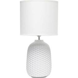 Simple Designs 20.4 Off White with White Shade Traditional Ceramic Purled Texture Bedside Table Lamp