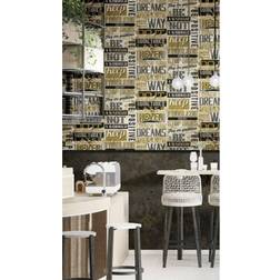 Noordwand Wallpaper Friends & Coffee Marble Concrete Black and Bruin