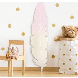 Toise Murale Enfant En Bois Feather Pink