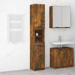 vidaXL Armadietto Bagno Rovere Fumo 32 x 34 x 188.5 cm Marrone