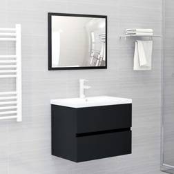 vidaXL Juego De Muebles De Baño Madera De Ingeniería Negro