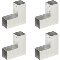 vidaXL Conectores de postes en l 4 uds metal galvanizado 71x71 mm