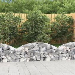 vidaXL Buet gabionkurv 150x30x40/60 galvaniseret jern