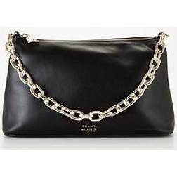 Tommy Hilfiger Chain Strap Leather Shoulder Bag BLACK One Size