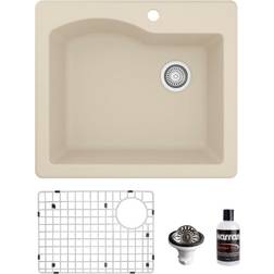 Karran QT-671 Quartz/Granite Bowl Top Mount Sink Bottom Grid Strainer