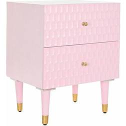 Dkd Home Decor Ljusrosa Metall Nattduksbord Med Mangoträ 52 x 42 x 65 cm Sängbord
