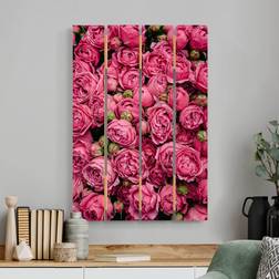 Impression sur bois Pivoines roses