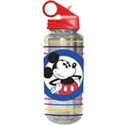 Silver Buffalo Disney Mickey Mouse Water Bottle With Flip-Up Straw Holds 20 Ounces