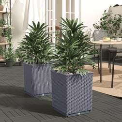 vidaXL Jardinières 2 pcs Gris Foncé 30x30x37 cm Polypropylène