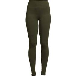 Casall Wool Rib High Waist Tights - Black/Green