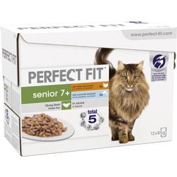 Perfect Fit 85g senior 7+ wet cat food pouches mixed flavours