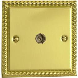 Varilight XG8 Georgian Polished Brass 1 Gang Co-Axial TV Socket