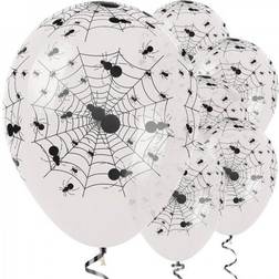SATISFIRE Halloween Ballons 25 Stück weiss mit Spinnen- Latex 30cm