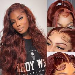 XTERFSTY 13x6 HD Lace Frontal Wig 24 inch Reddish Brown