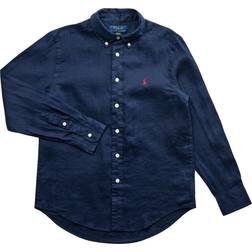 Polo Ralph Lauren Kid's Logo Linen Shirt - Navy Blue