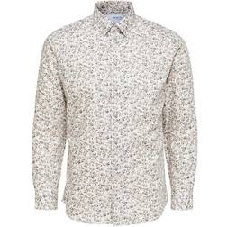 Selected Print Slim Fit Shirt - Egret